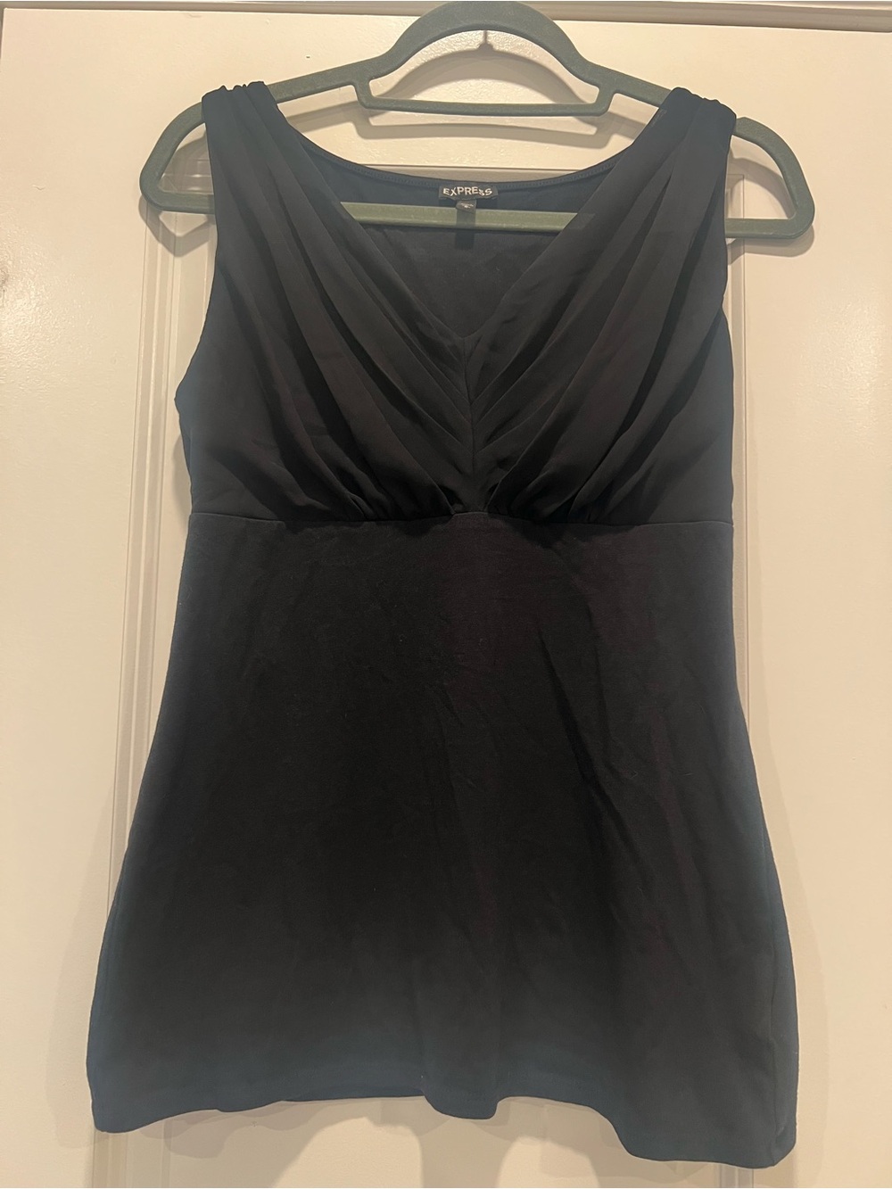 Express Black Sleeveless V-Neck Draped Tank Top Blouse- Medium